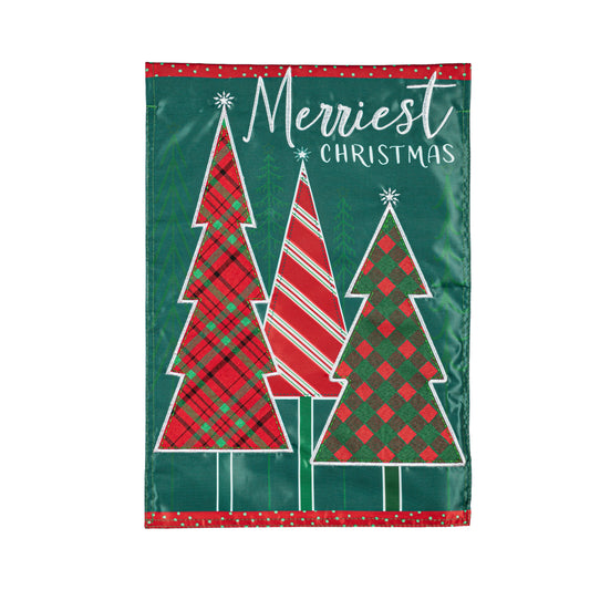 Merriest Christmas Tree Applique Garden Flag
