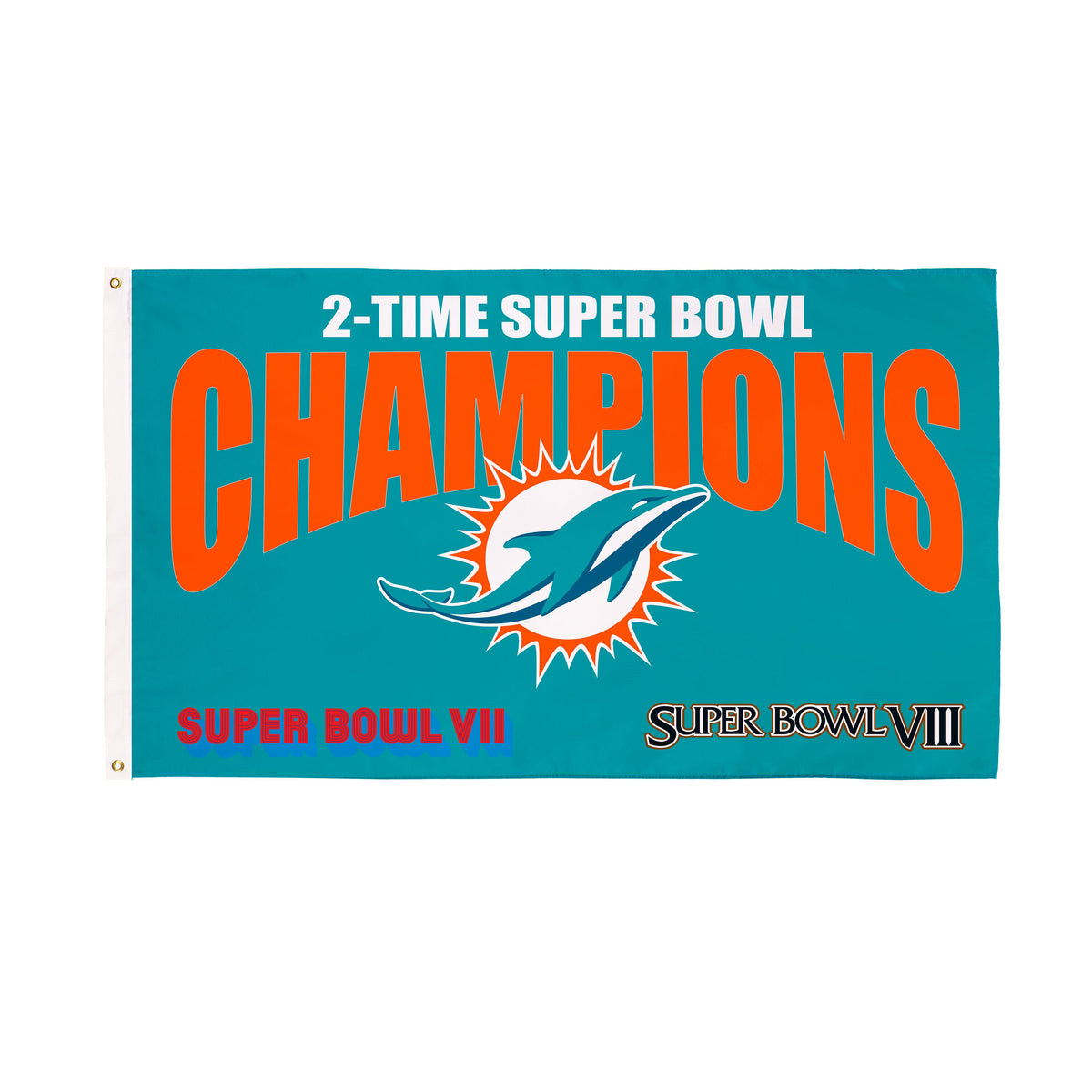 Miami Dolphins 2X Superbowl Champions Football 3x5 Flag