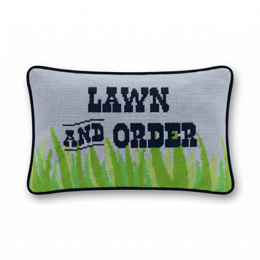 Lawn & Order Needlepoint Pillow