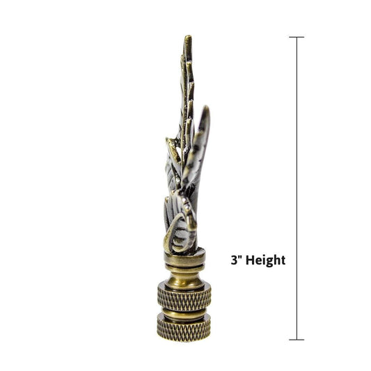 Leaves Lamp Finial Antique Brass Metal 3"h