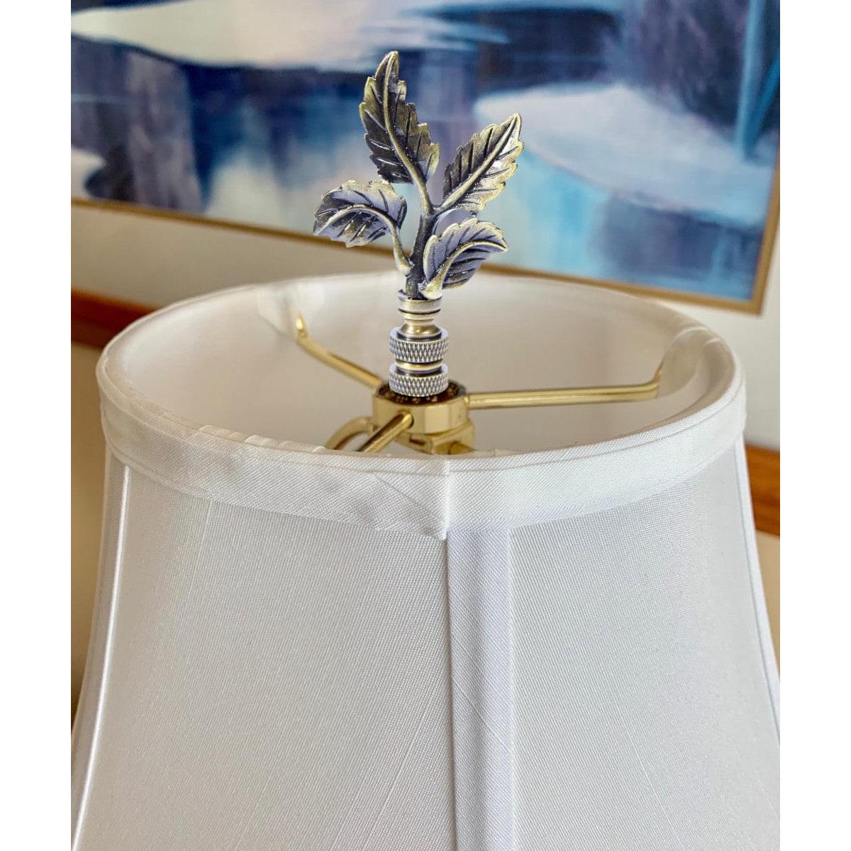 Leaves Lamp Finial Antique Brass Metal 3"h