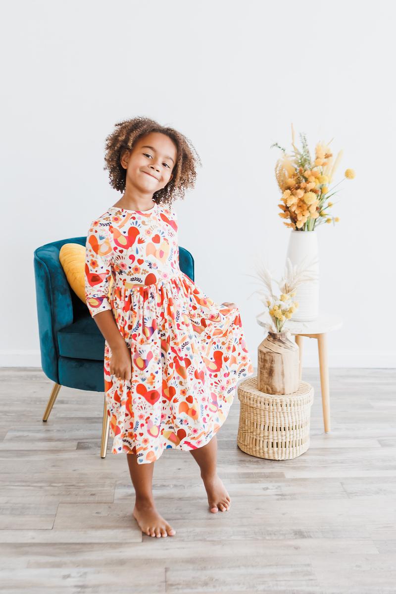 a girl in a dress