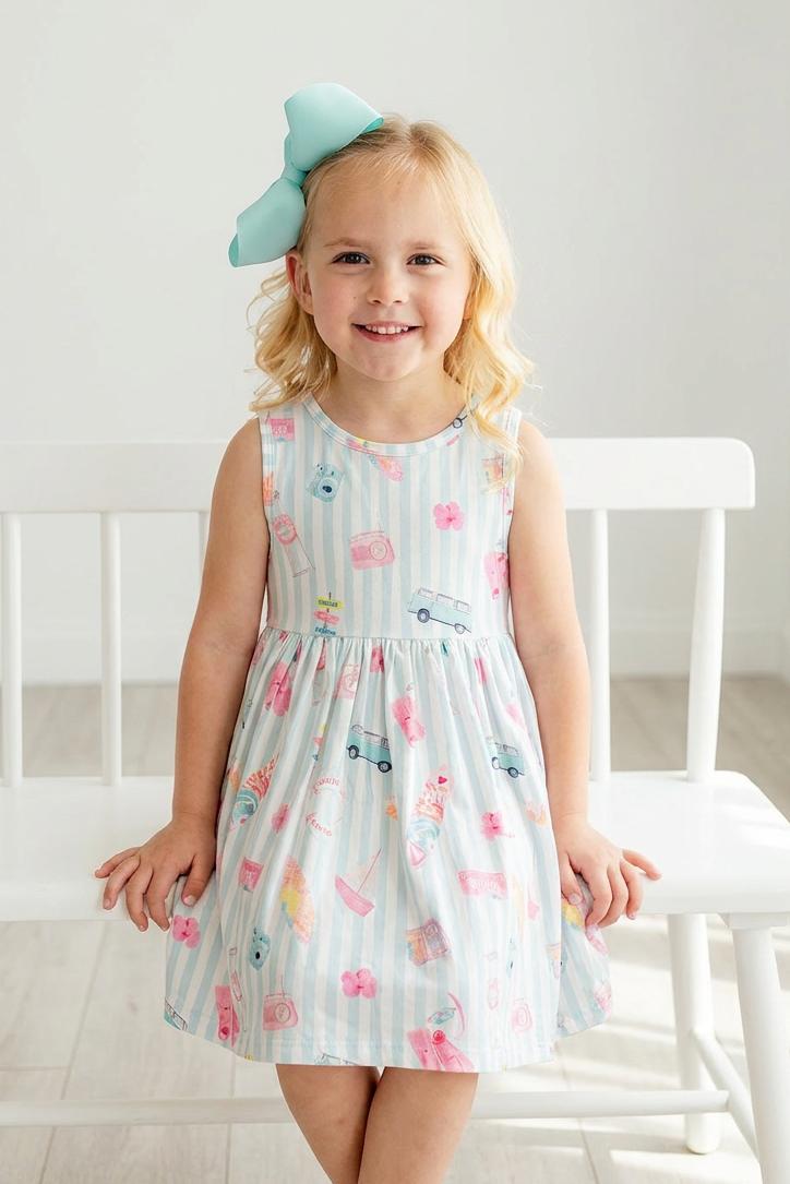 a girl in a dress