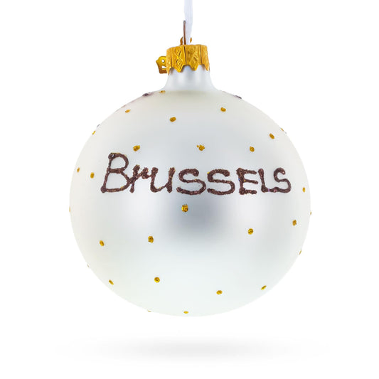 Manneken Pis, Brussels, Belgium Glass Ball Christmas Ornament 3.25 Inches