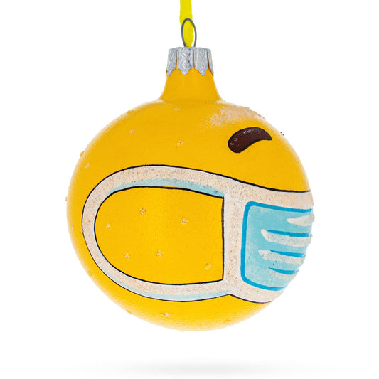 Masked Emotions of Quarantine Glass Ball Christmas Ornament 3.25 Inches