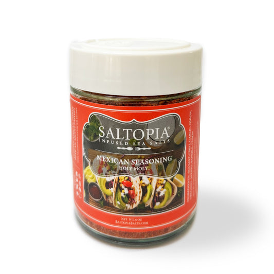 a jar of seasoning with a white lid