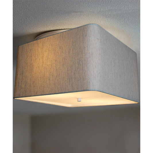 Moderne Flush Mount Conversion Kit 14"w Rounded Corner Square Oatmeal Drum Shade