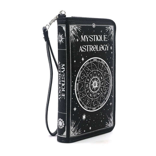 a black and white book with a black strap