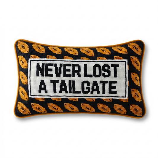 Never Lost A Tailgate Needlepoint Pillow