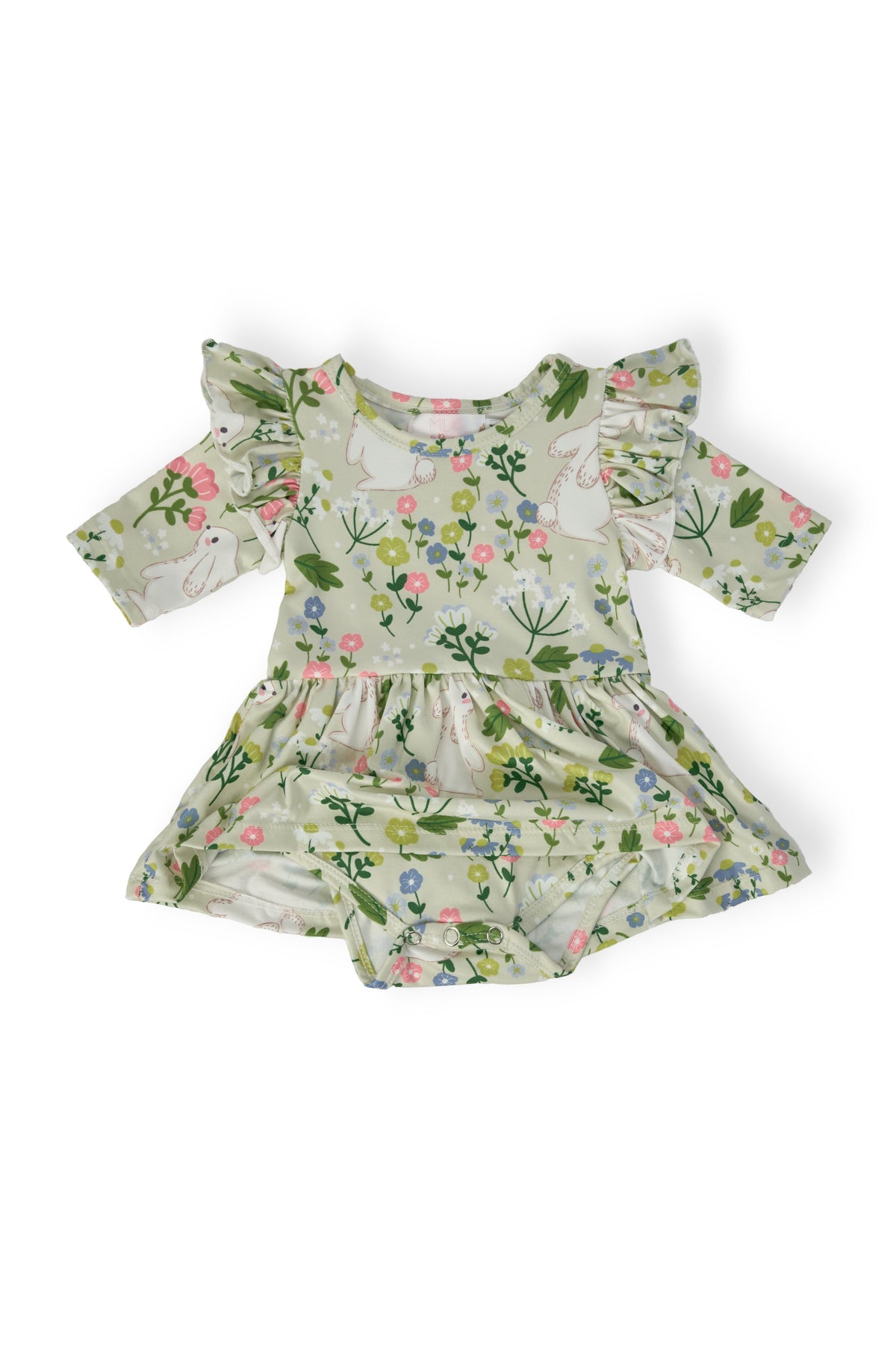 a baby dress with a floral pattern