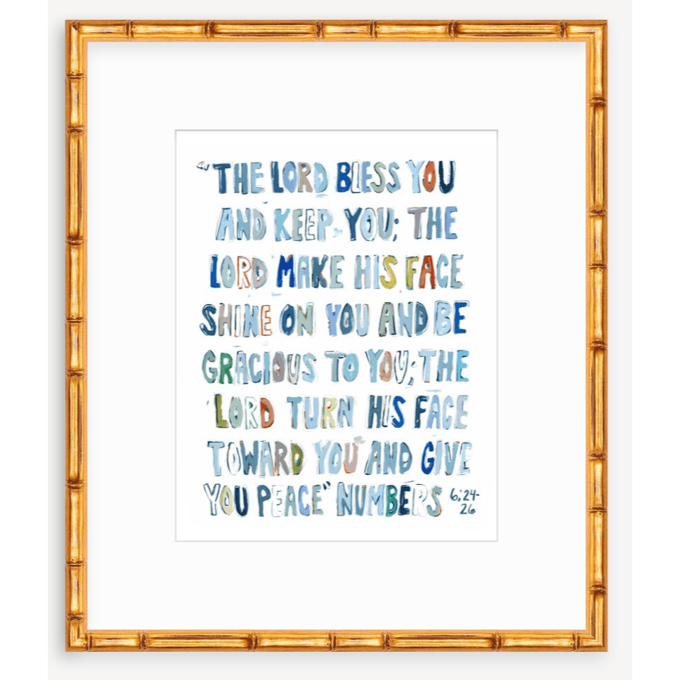 Numbers 6: 24-26 Blue Bible Verse Fine Art Print