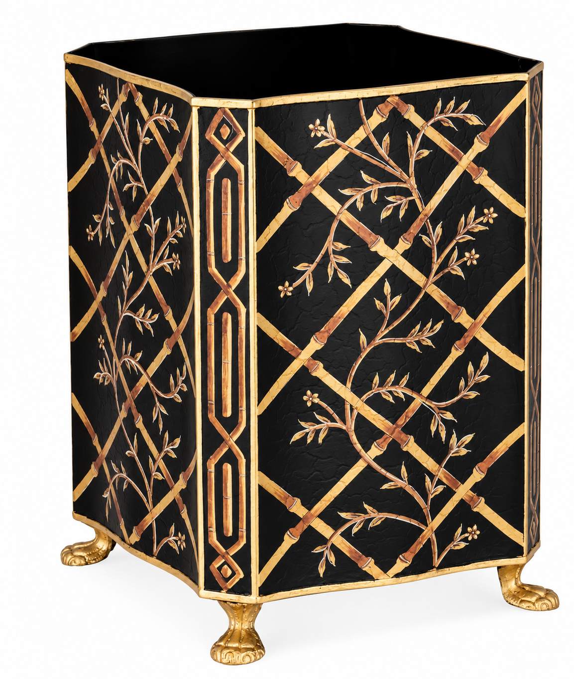 Black Bamboo & Floral Wastepaper Basket & Tissue (2 Options)