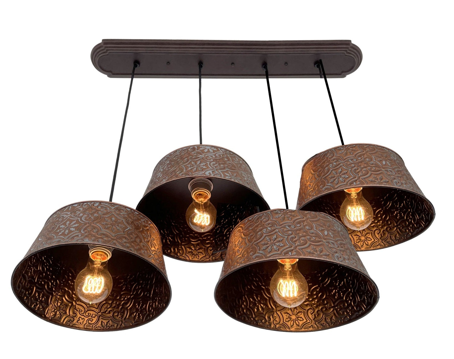 Ornate Copper CHANDELIER Rectangular TRIO Light
