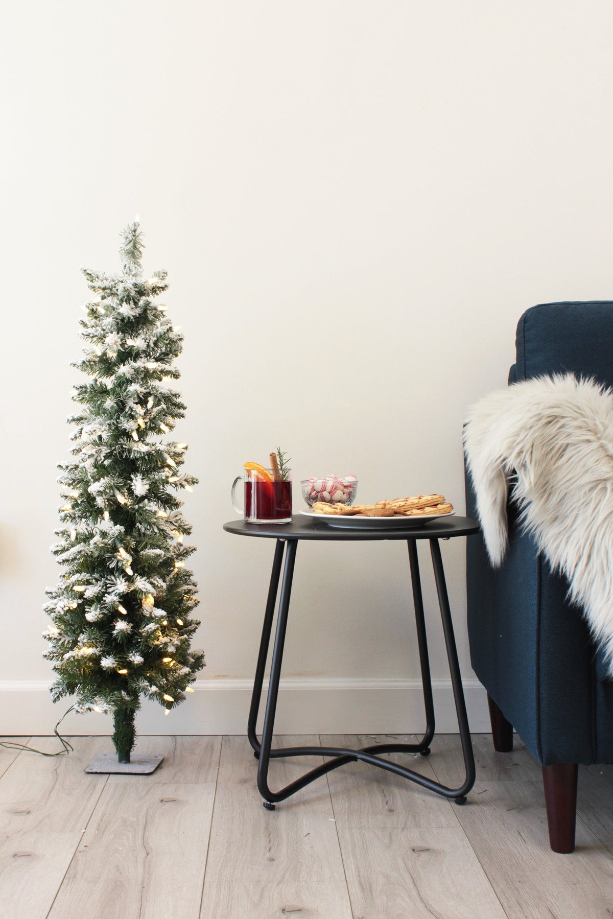 Prelit Flocked Pencil Tree