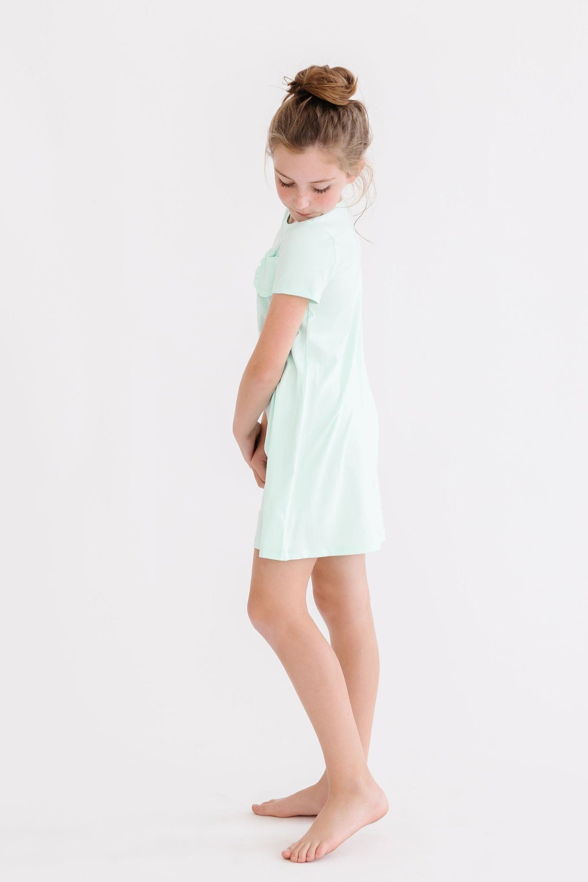 a girl in a dress