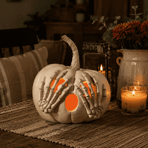 Peek-a-Boo Pumpkin White | Halloween Decor | Bethany Lowe Designs