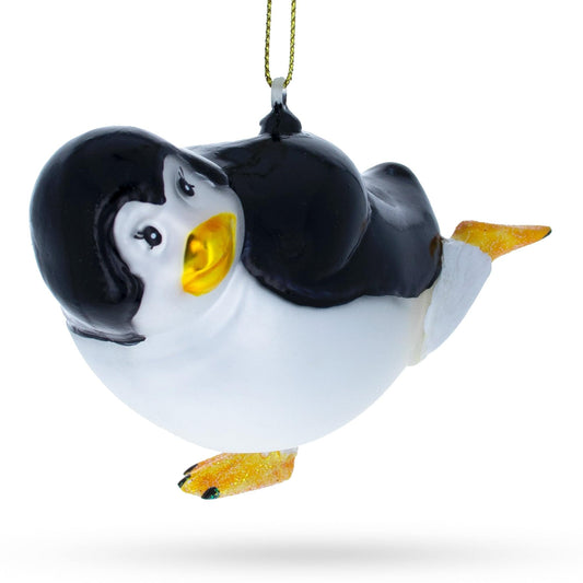 Penguin Dancer Glass Christmas Ornament