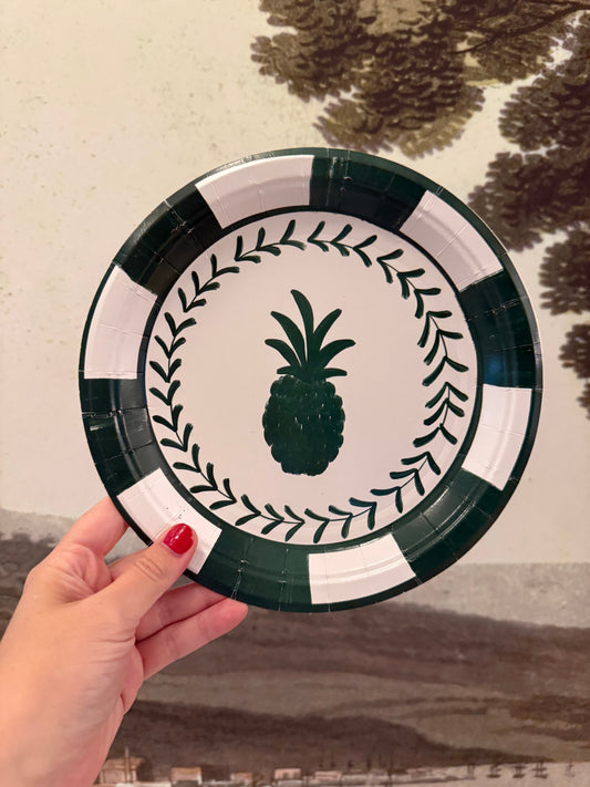 Forest and White Josephine Pineapple Dessert Paper Plate - 8 pack