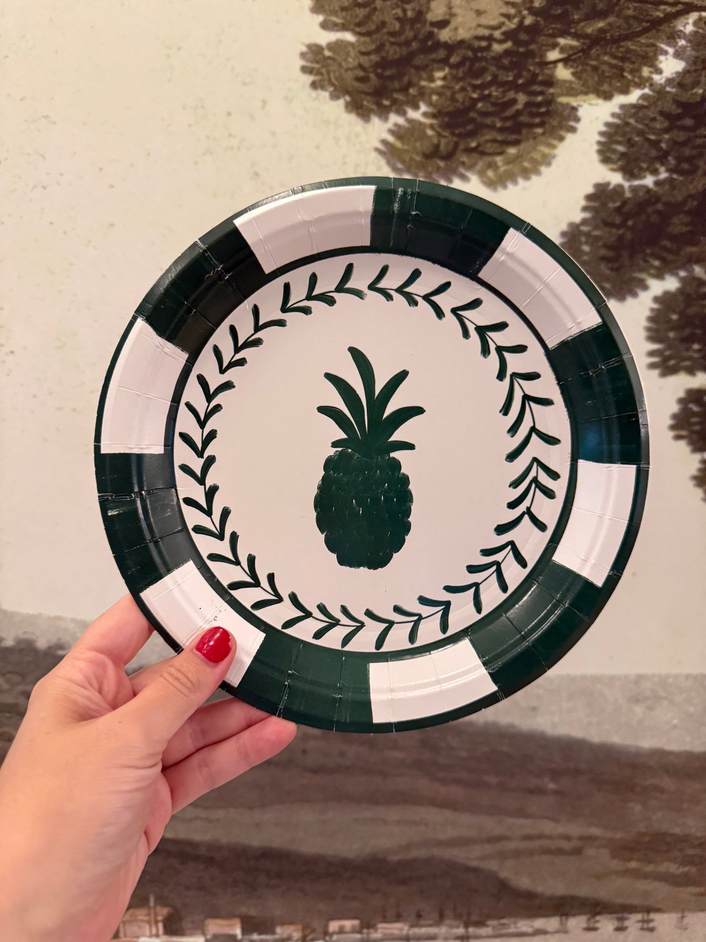 Forest and White Josephine Pineapple Dessert Paper Plate - 8 pack