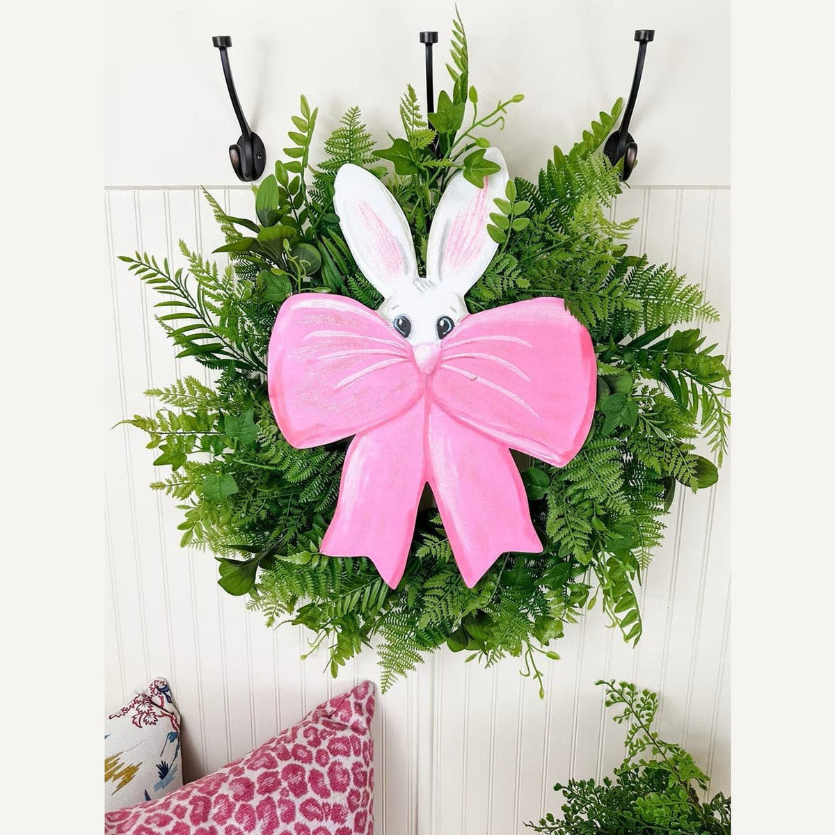 Pink Bow with Peeking Bunny