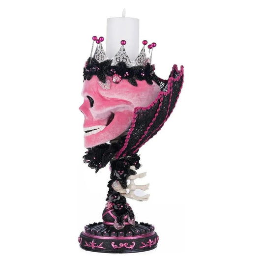 Pink Passion Skull Pillar Candle Holder