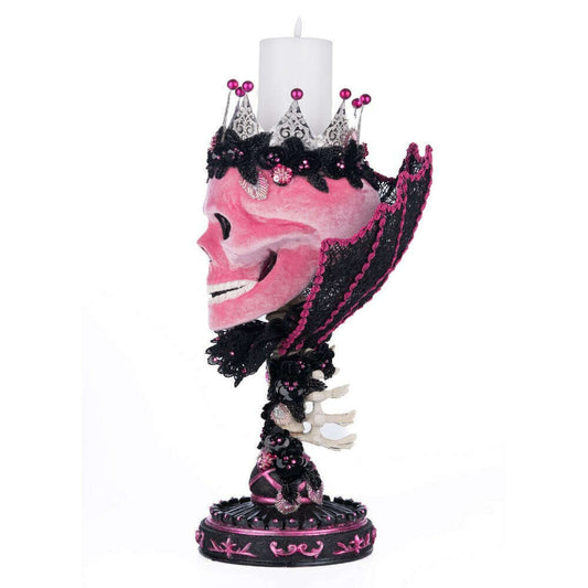 Pink Passion Skull Pillar Candle Holder by Katherine's Collection