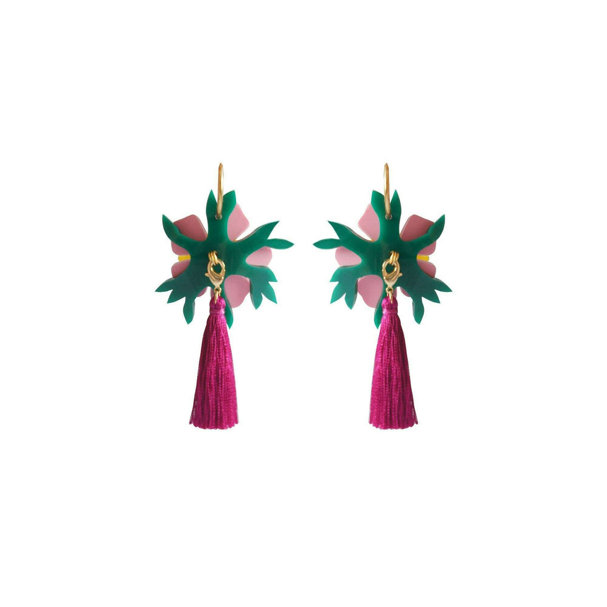 Pink Tropical Flower Earrings by Laliblue