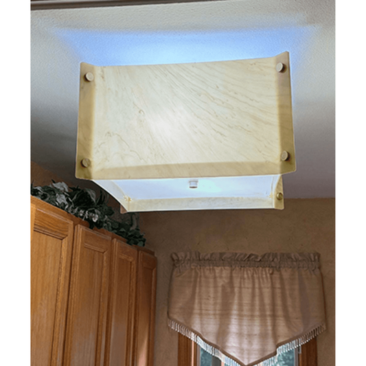 Pop Steady Flush Mount Conversion Kit 16"w Faux Marbled Alabaster Shade