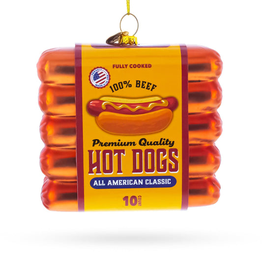 Premium Hot Dogs Pack Glass Christmas Ornament