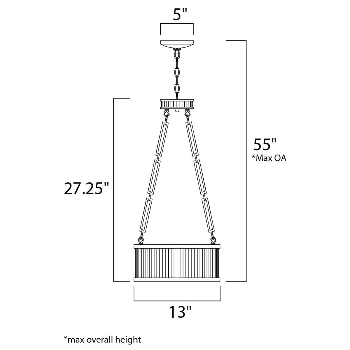 Ruffle 13"W 3-Light Pendant Light Fixture Weathered Zinc and Satin Nickel Finish by Maxim