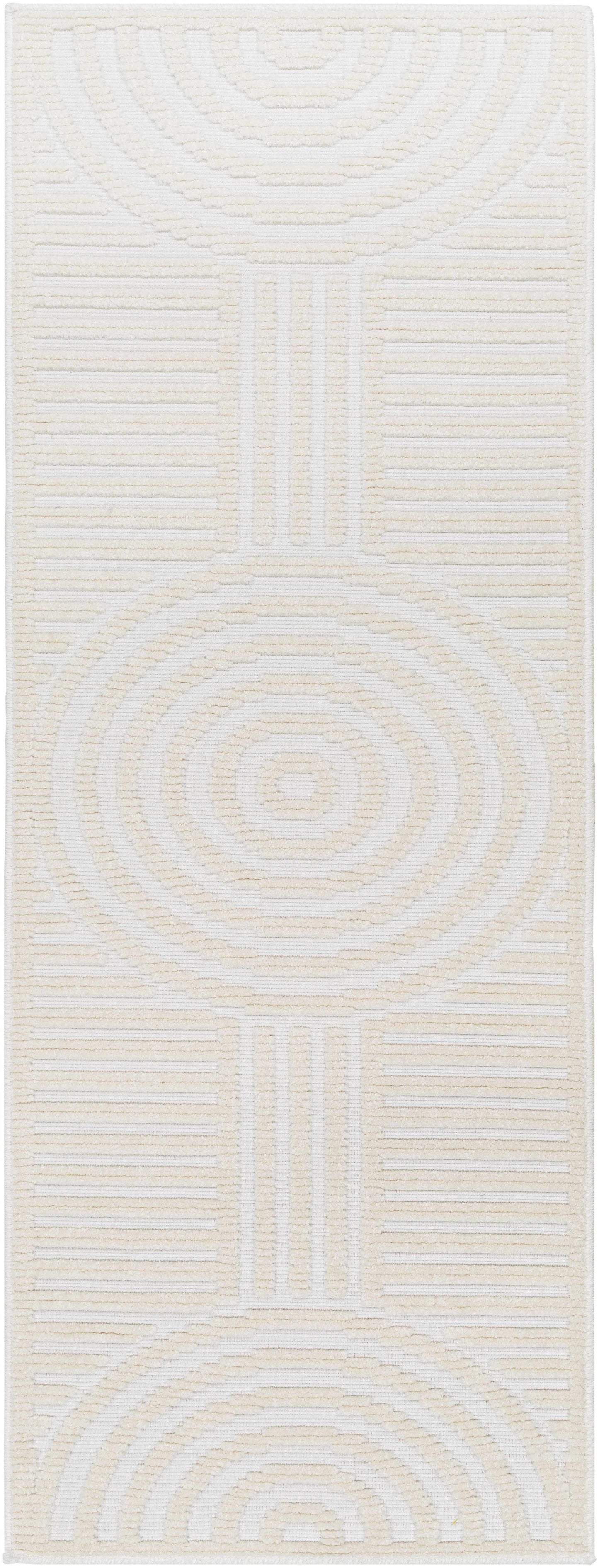 Deron White Washable 3D Rug