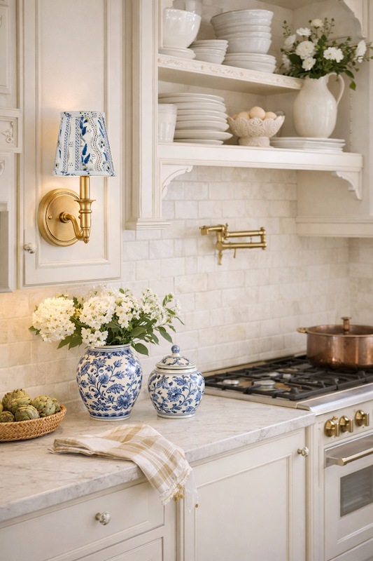 Blue Trellis Sconce Shade