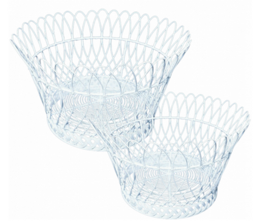 a group of white baskets