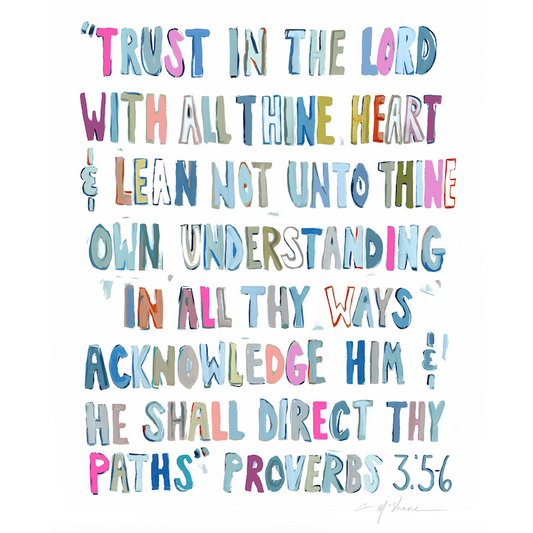 Proverbs 3: 5-6 Pink Bible Verse Fine Art Print