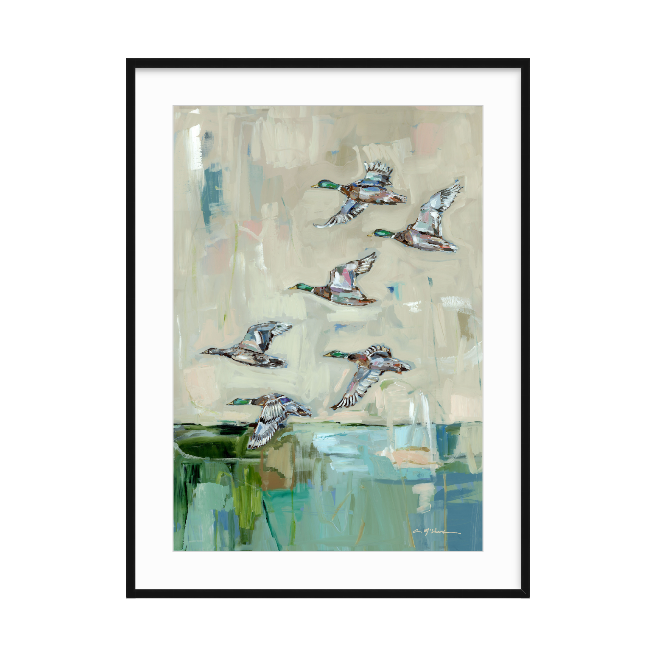Mallards In Flight Ducks Fine Art Print