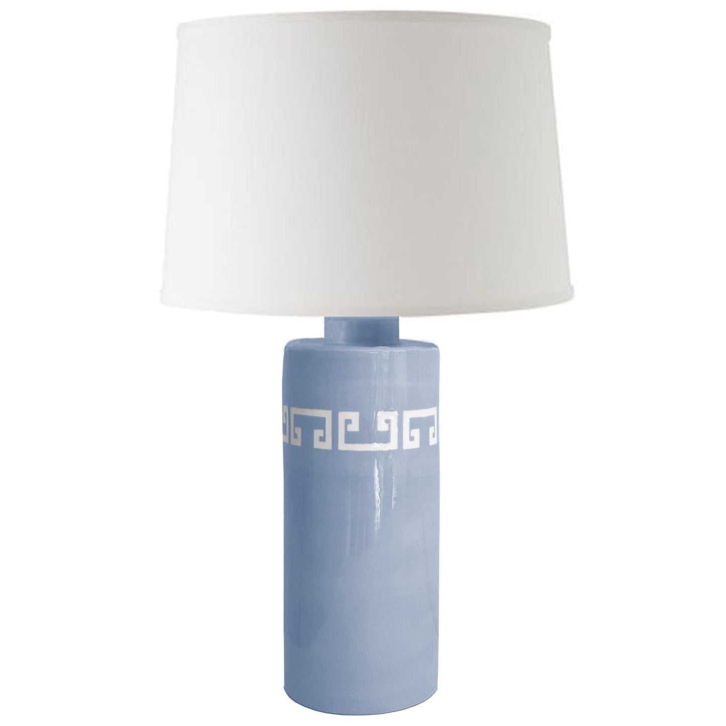 Serenity Blue Greek Key Column Lamp