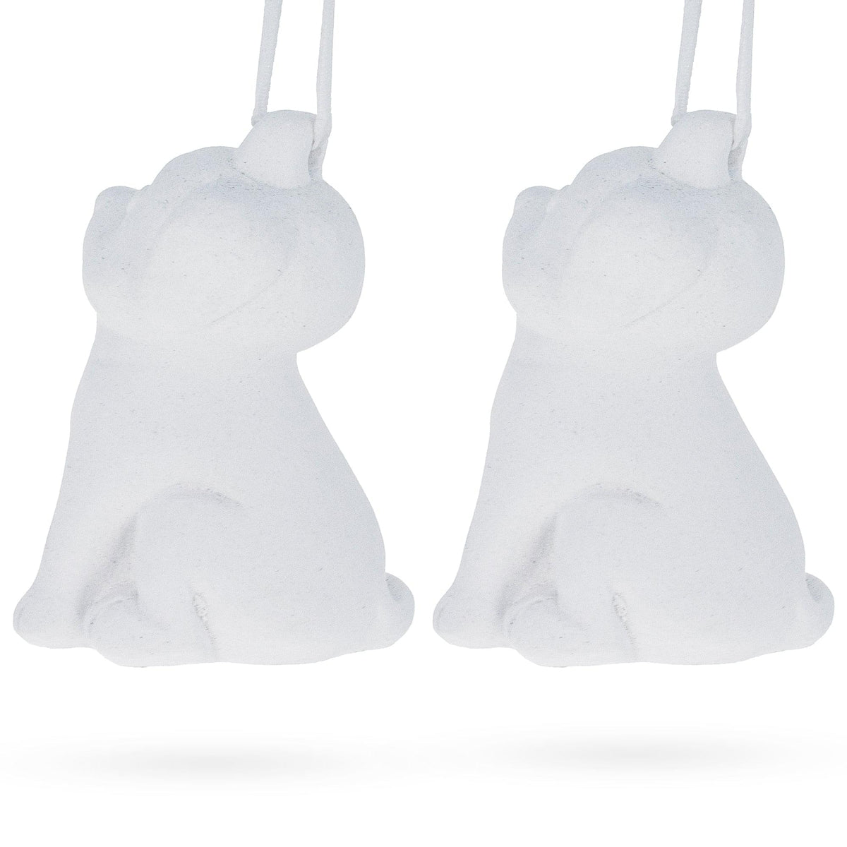 Set of 2 Blank Unfinished White Plaster Dog Christmas Ornaments DIY Craft 3.25 Inches
