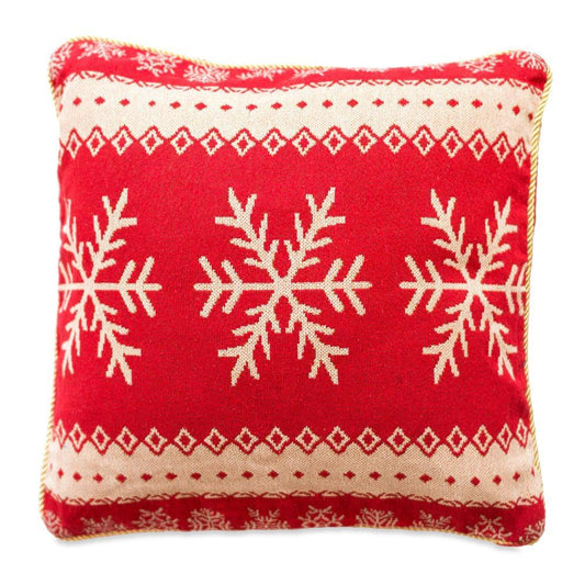 Set of 2 White Snowflakes on Red Christmas Throw Cushion Pillow Covers