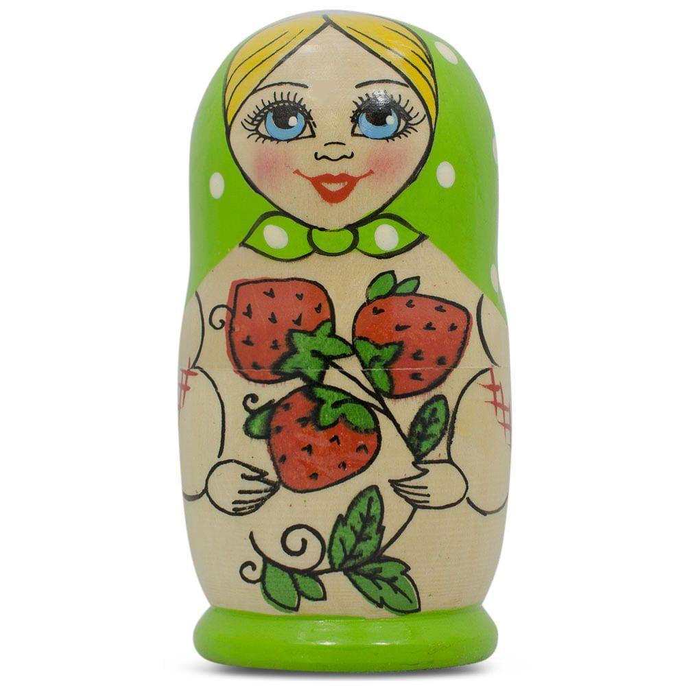 Set of 3 Green Blue and Orange Nesting Doll 4 Inches