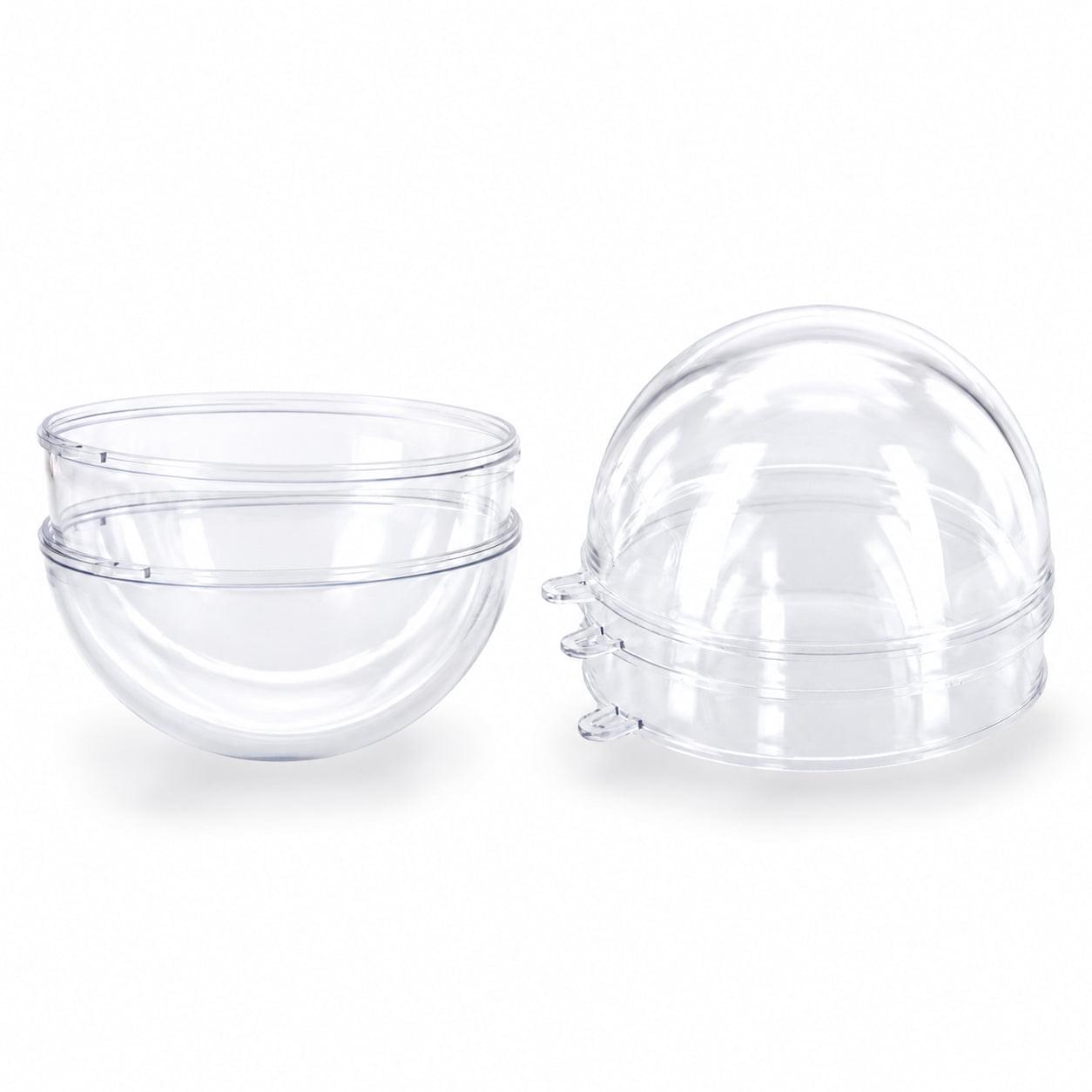 Set of 3 Openable Fillable Clear Plastic Ball Christmas Ornaments DIY Craft 4 Inches