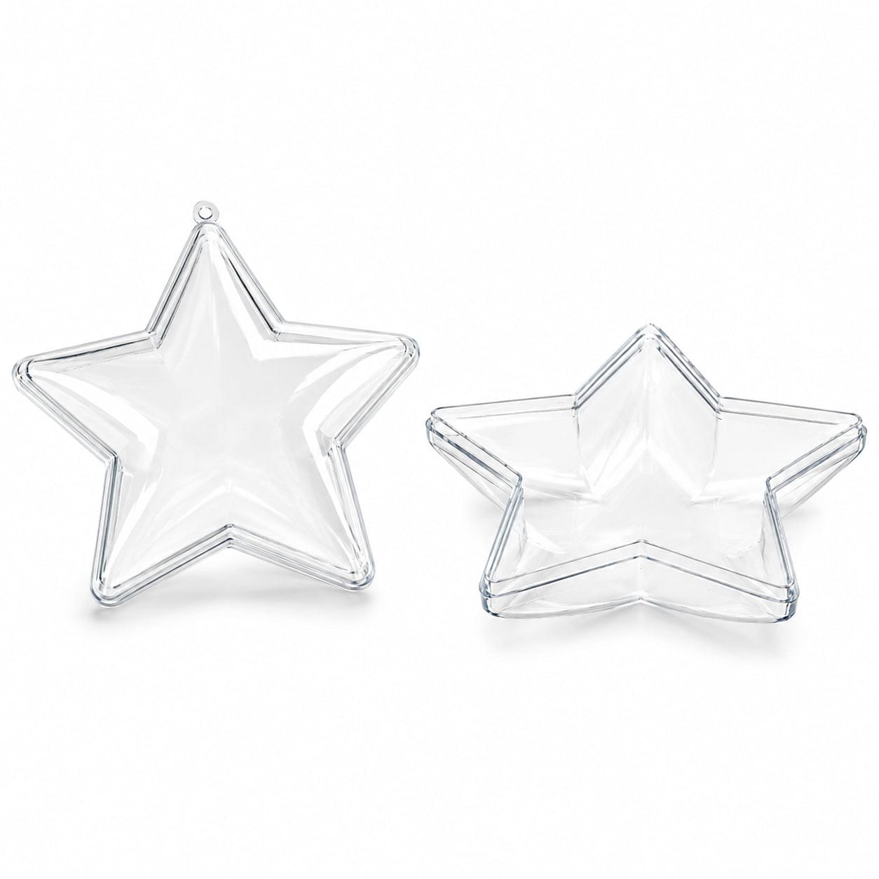 Set of 3 Openable Fillable Clear Plastic Star Christmas Ornaments DIY Craft 3.5 Inches