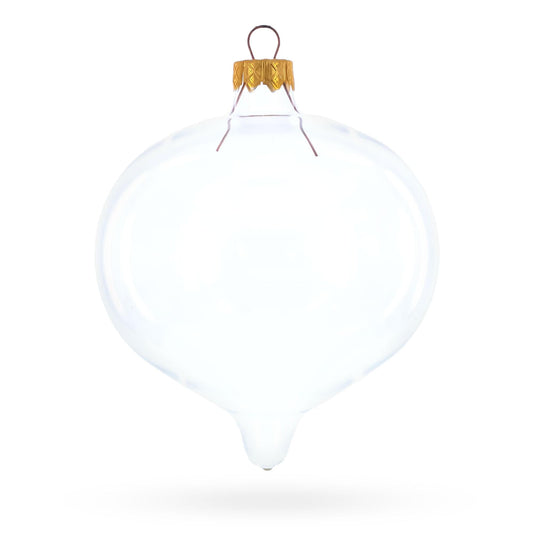 Set of 4 Pointed Onion-Shape Finial Clear Glass Christmas Ornaments