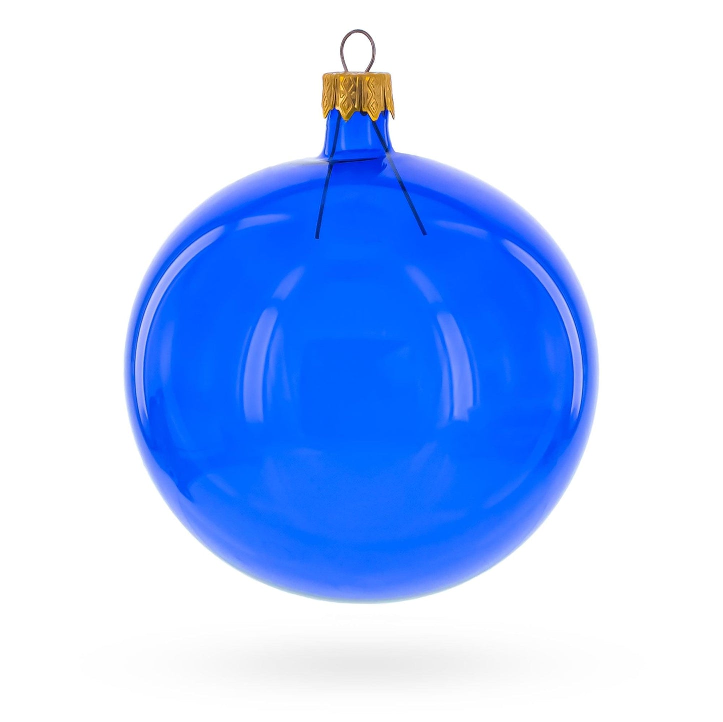 Set of 4 Translucent Glossy Blue Glass Ball Christmas Ornaments 4 Inches