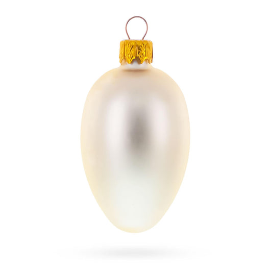 Set of 6 Champagne Mini Glass Egg Ornaments 2.9 Inches