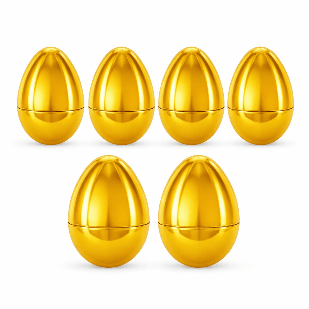 Set of 6 Metallic Gold Easter Eggs Fillable Plastic Hinged Eggs Reusable Prize Egg Set 2.25 Inches