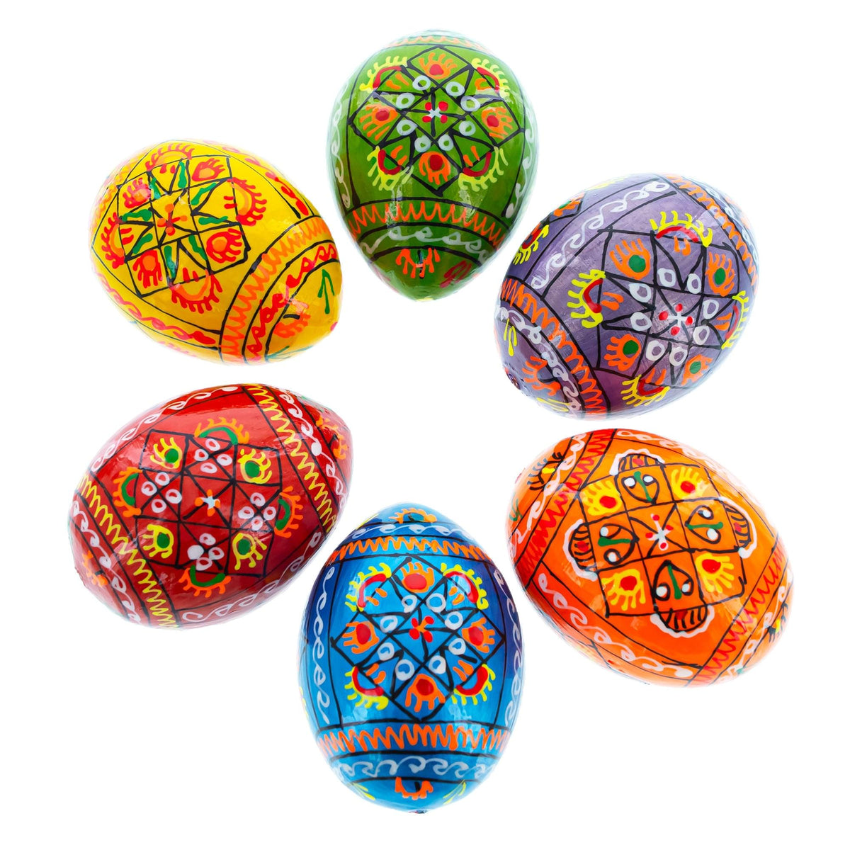 a group of colorful eggs