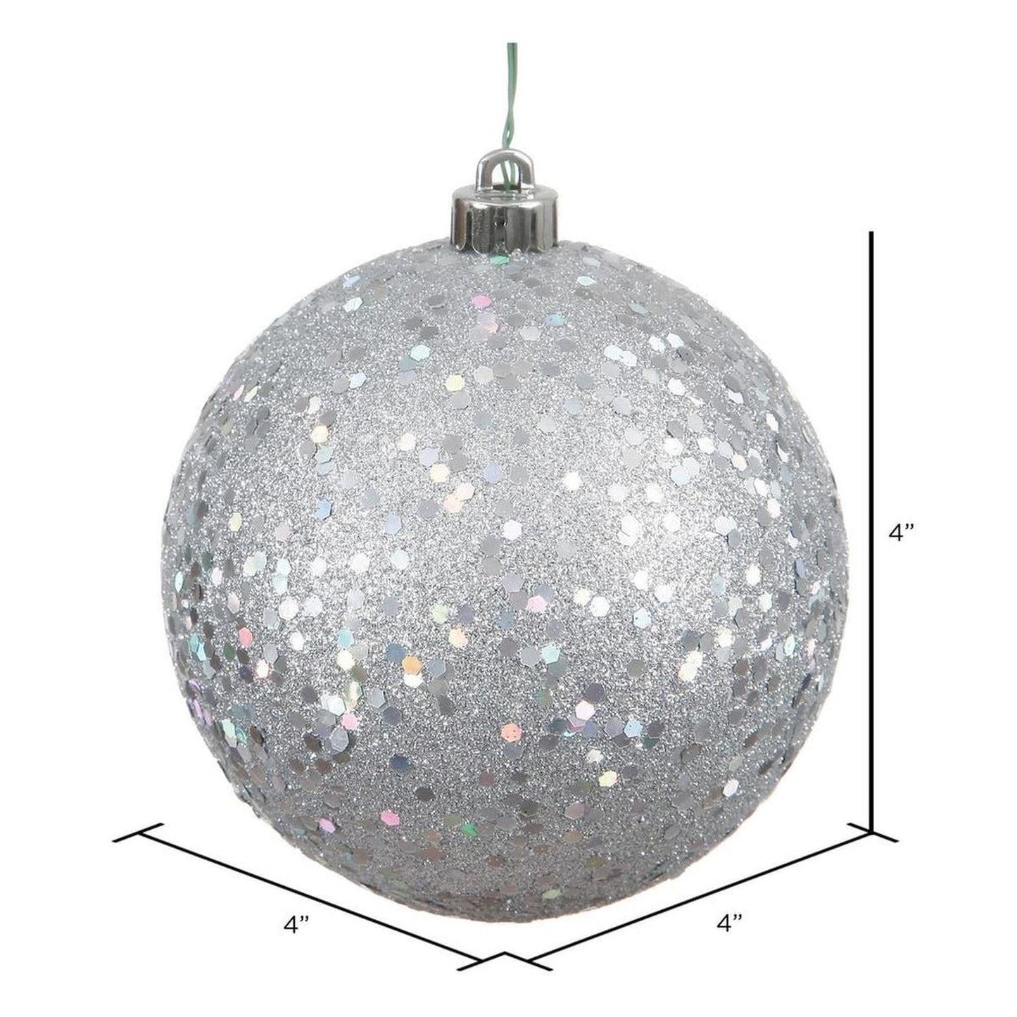 Silver Sequin Ball Christmas Ornament (6 pack)