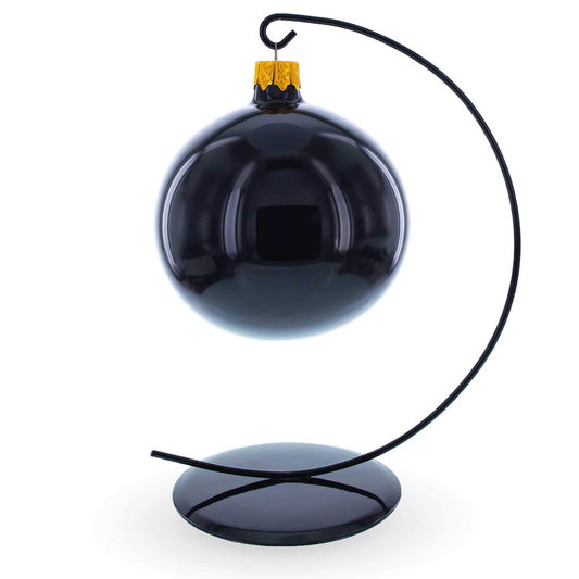 Solid Round Base Black Painted Metal Ornament Display Stand 7.8 Inches