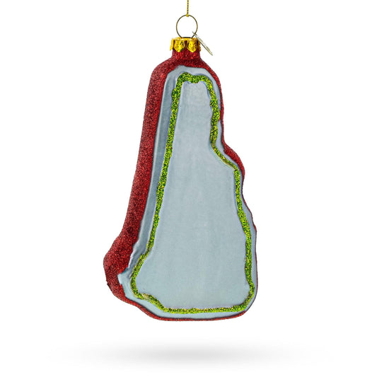 State of New Hampshire Symbols, USA Glass Christmas Ornament