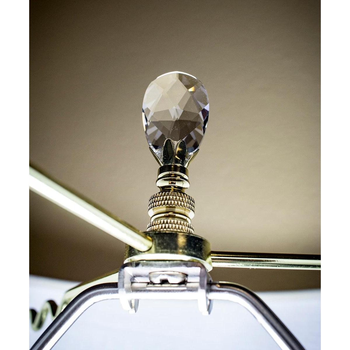 Stephanov Crystal Small Tear Drop Lamp Finial Polished Brass 2.5"h